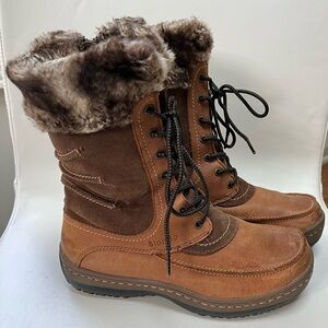 Blondo LAKIRA Honey Brown Fur-Lined Leather Winter Boots, 8-1/2M
